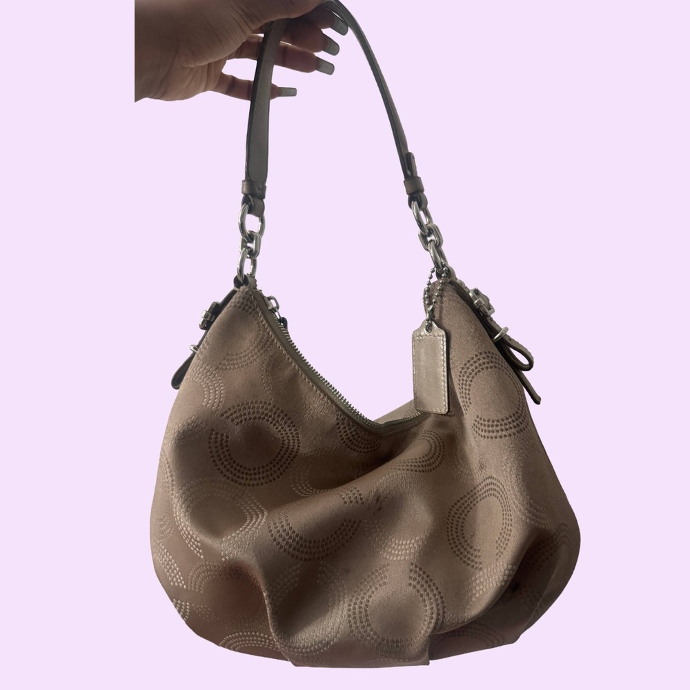 Coach Madison Tan Jacquard Hobo Shoulder Bag Designer Purse vintage bag y2k bag‎ - Picture 3 of 4